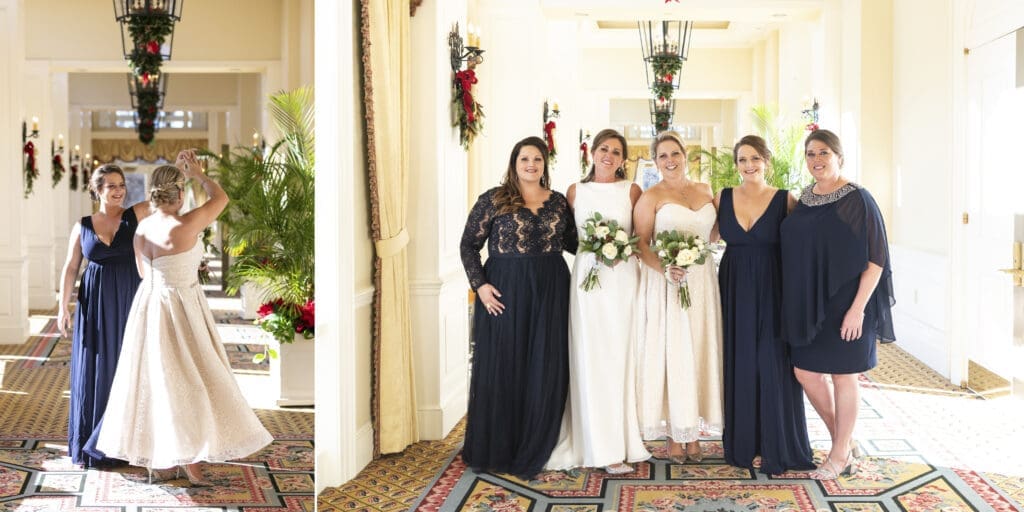 wide image of brieds with bridesmaids