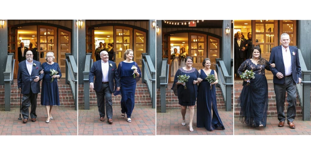 bridesmaids walking down aisle