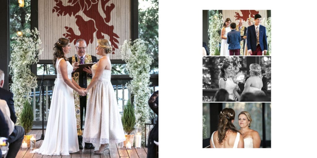 collage of brides at altar