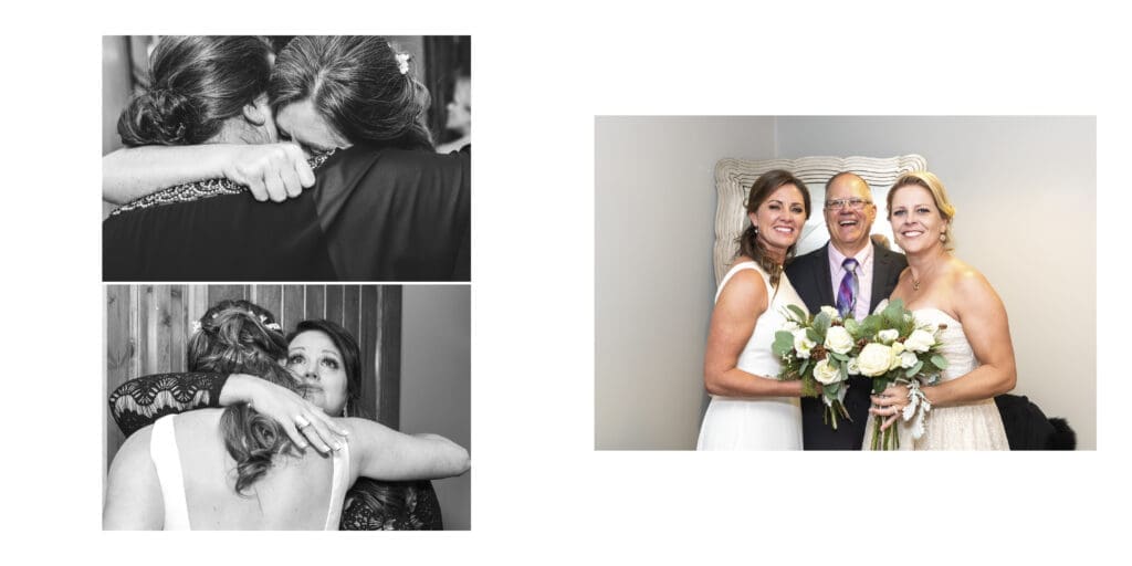 after ceremony hugs with friends and picture with pastor