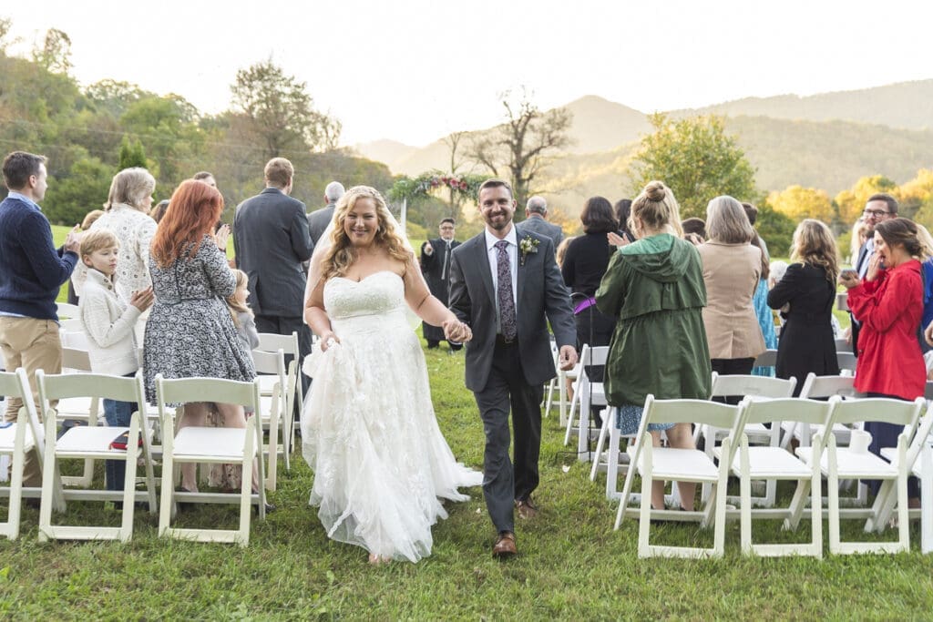 bride and groom recessional