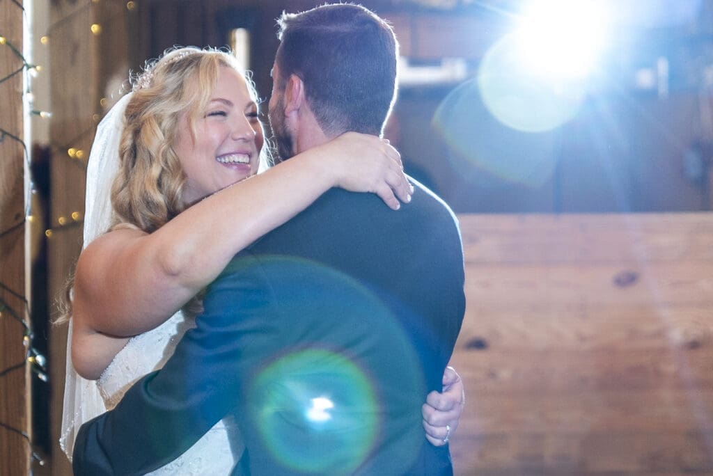 Bride and groom during first dance