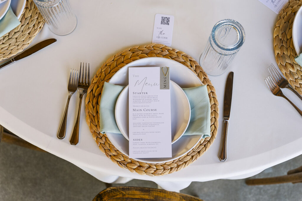 close up of reception place setting