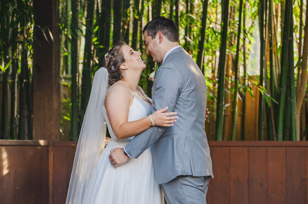 close up of first kiss at Weaver House wedding venue